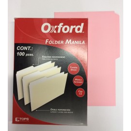 Folder manila tamaño oficio color rosa c/100