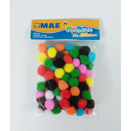 Pompones para Manualidades 19mm c/100 MAE