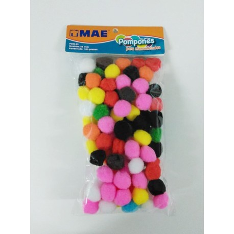 Pompones para Manualidades 25mm c/100 MAE